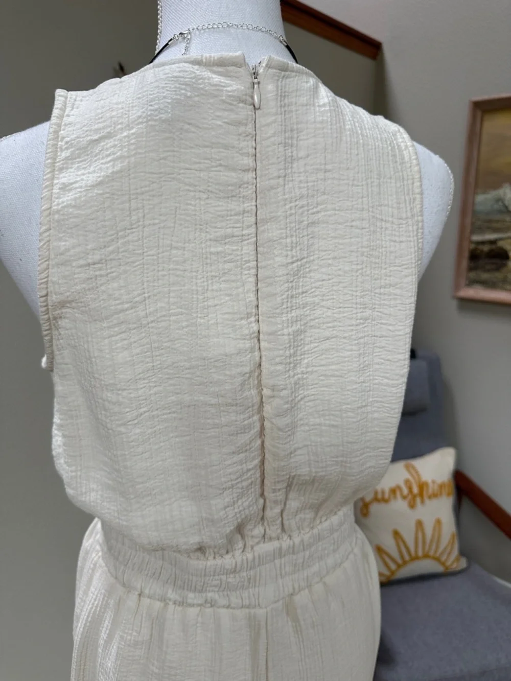 a new day Cream Sleeveless guaze Wide-Leg Jumpsuit - Picture 6 of 12